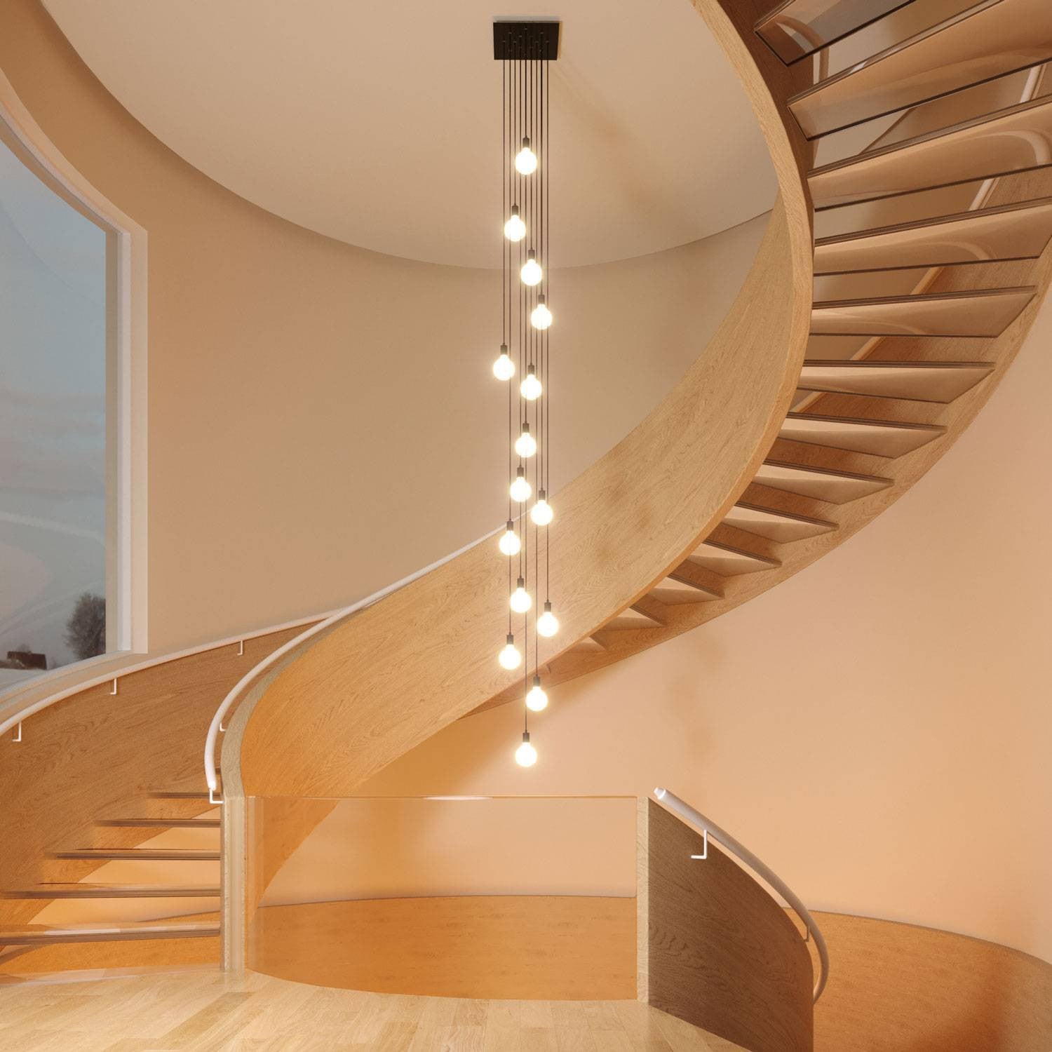 Square XXL Rose-One 15-hole ceiling rose kit 400 mm Cover