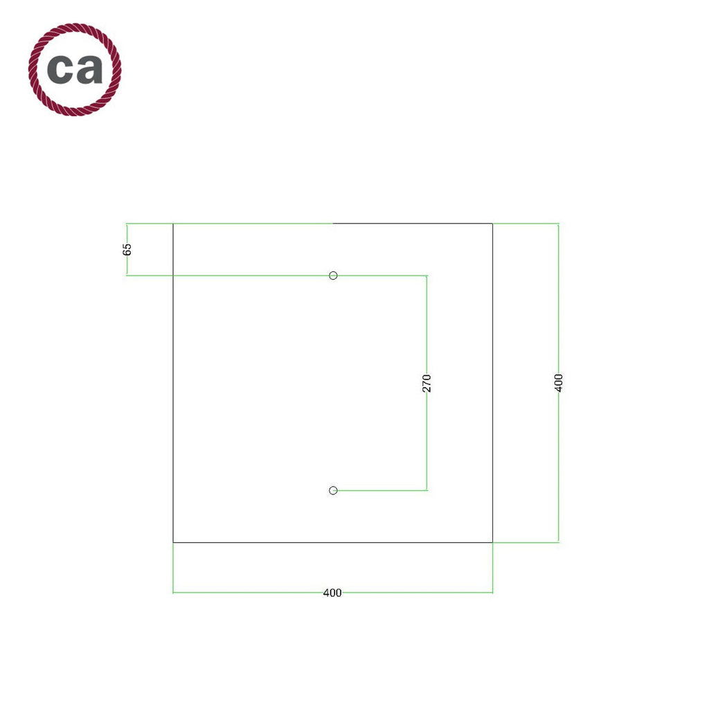 Square XXL Rose-One 2-hole ceiling rose kit 400 mm Cover