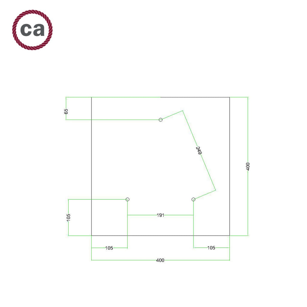 Square XXL Rose-One 3-hole ceiling rose kit 400 mm Cover