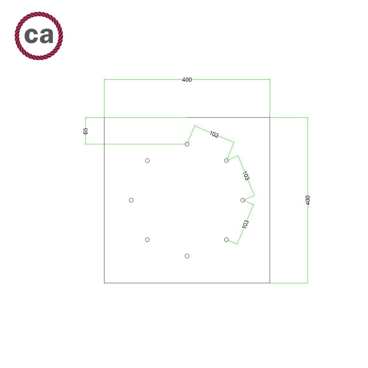 Square XXL Rose-One 8-hole ceiling rose kit 400 mm Cover