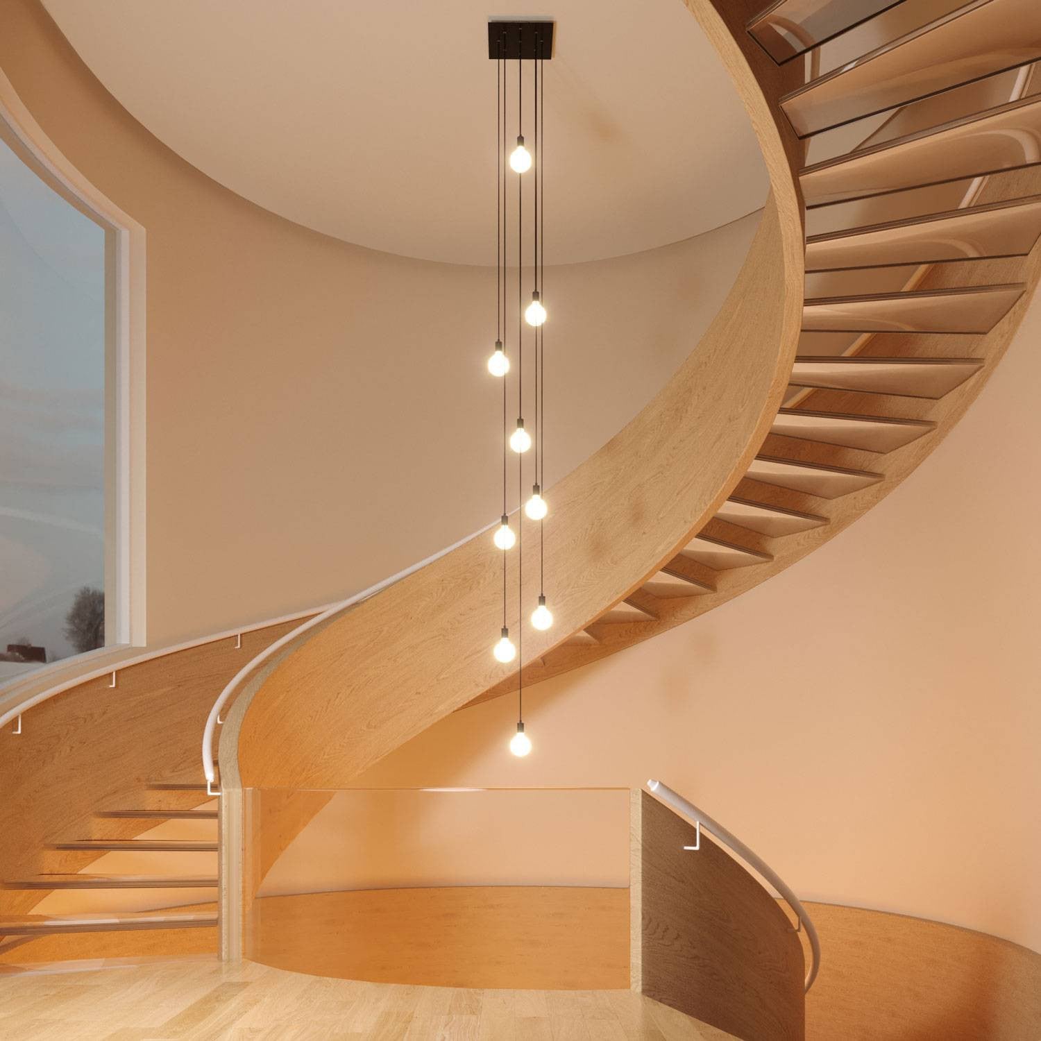 Square XXL Rose-One 9-hole ceiling rose kit 400 mm Cover