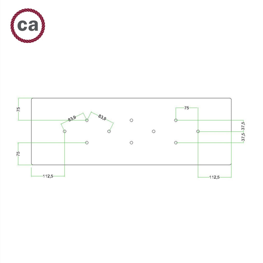 Kit de rosácea de teto retangular Rose-One XXL de 10 furos, 675 x 225 mm
