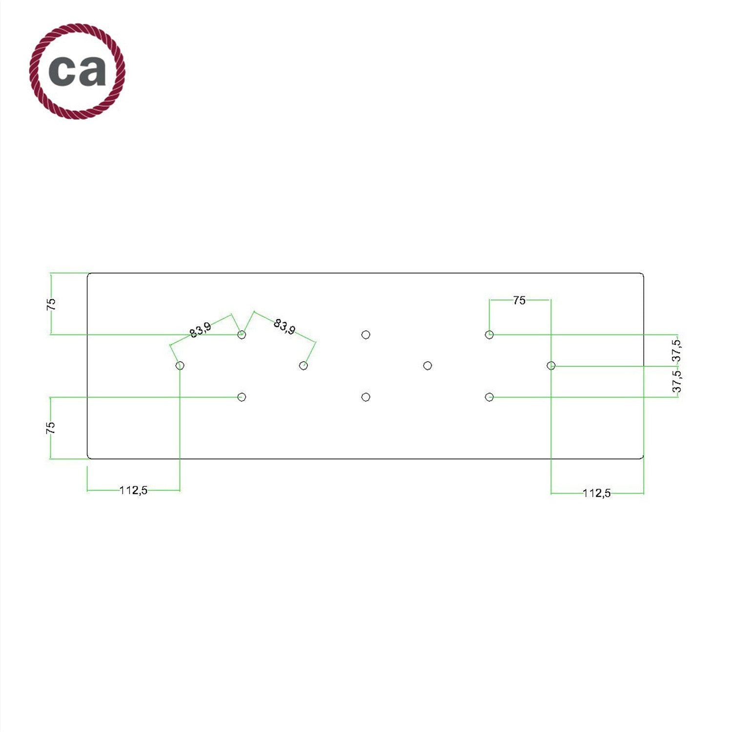 Kit de rosácea de teto retangular Rose-One XXL de 10 furos, 675 x 225 mm