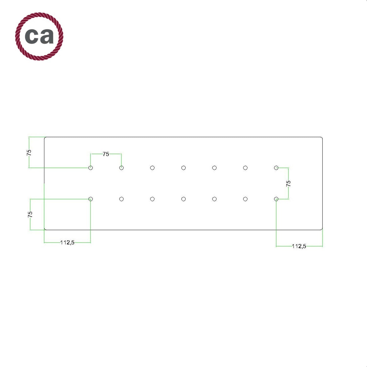 Kit de rosácea de teto retangular Rose-One XXL de 14 furos, 675 x 225 mm