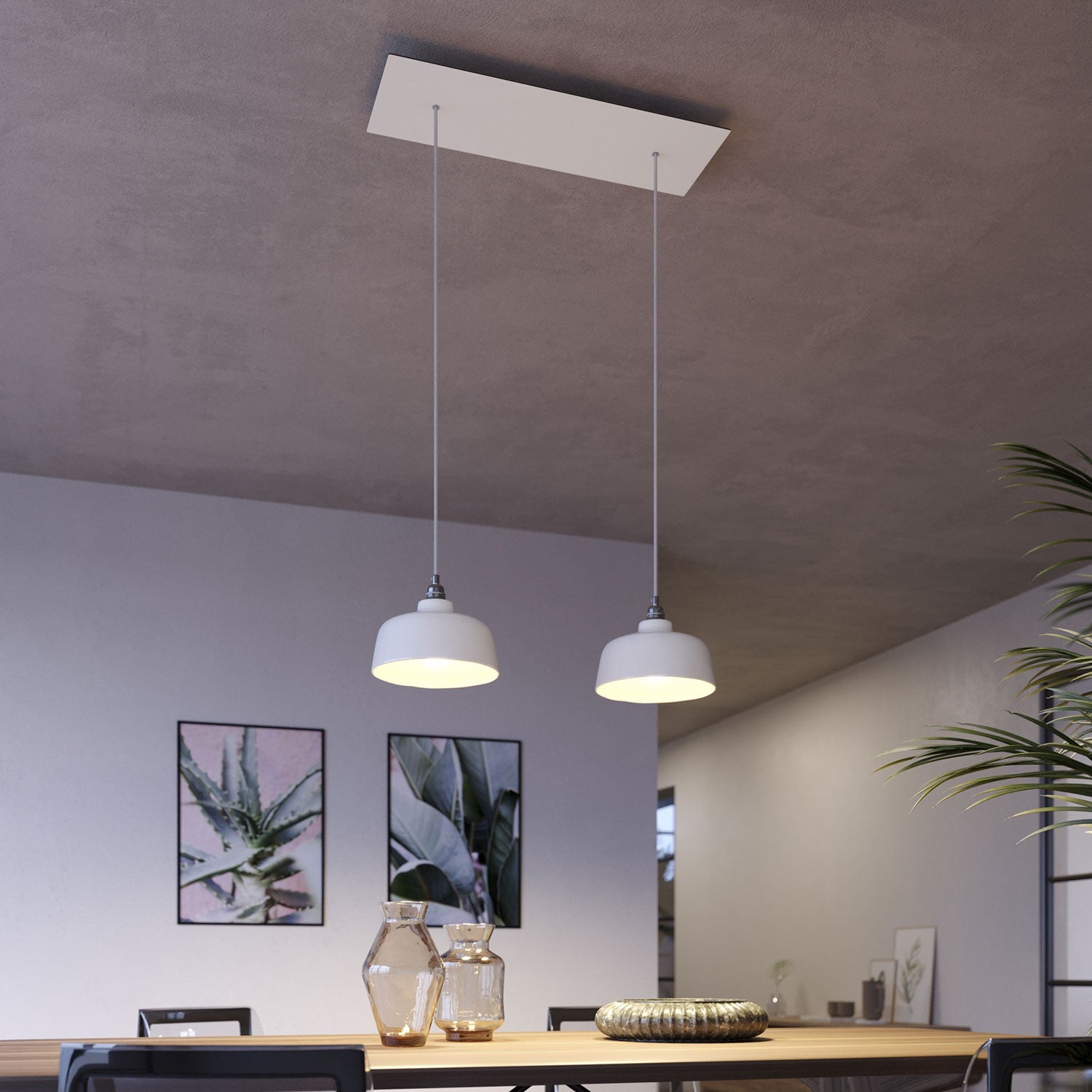 Kit de rosácea de teto retangular Rose-One XXL de 2 furos, 675 x 225 mm