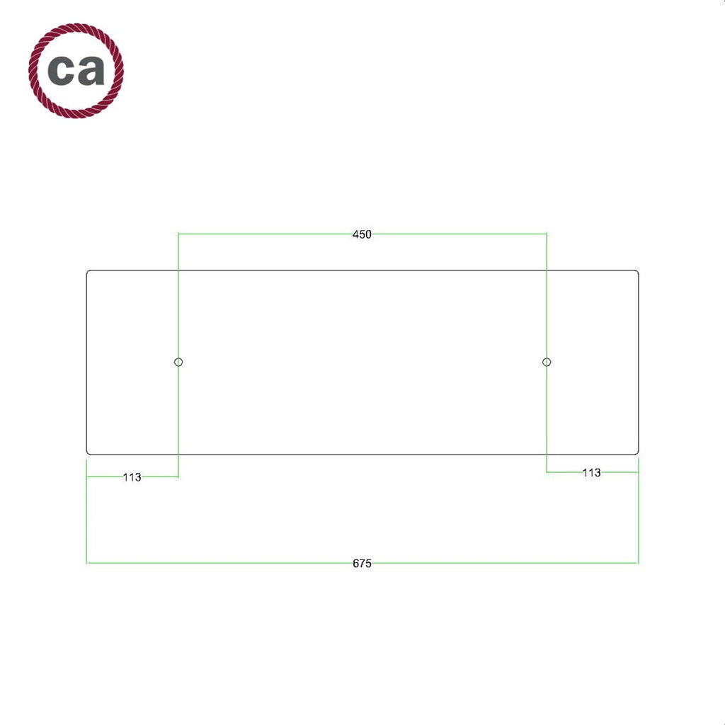 Kit de rosácea de teto retangular Rose-One XXL de 2 furos, 675 x 225 mm