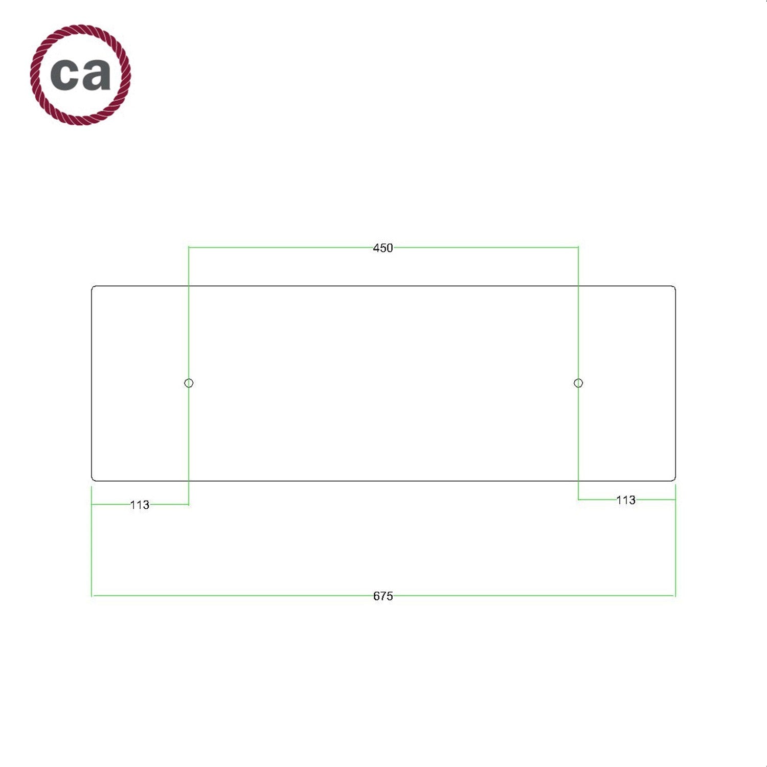 Kit de rosácea de teto retangular Rose-One XXL de 2 furos, 675 x 225 mm