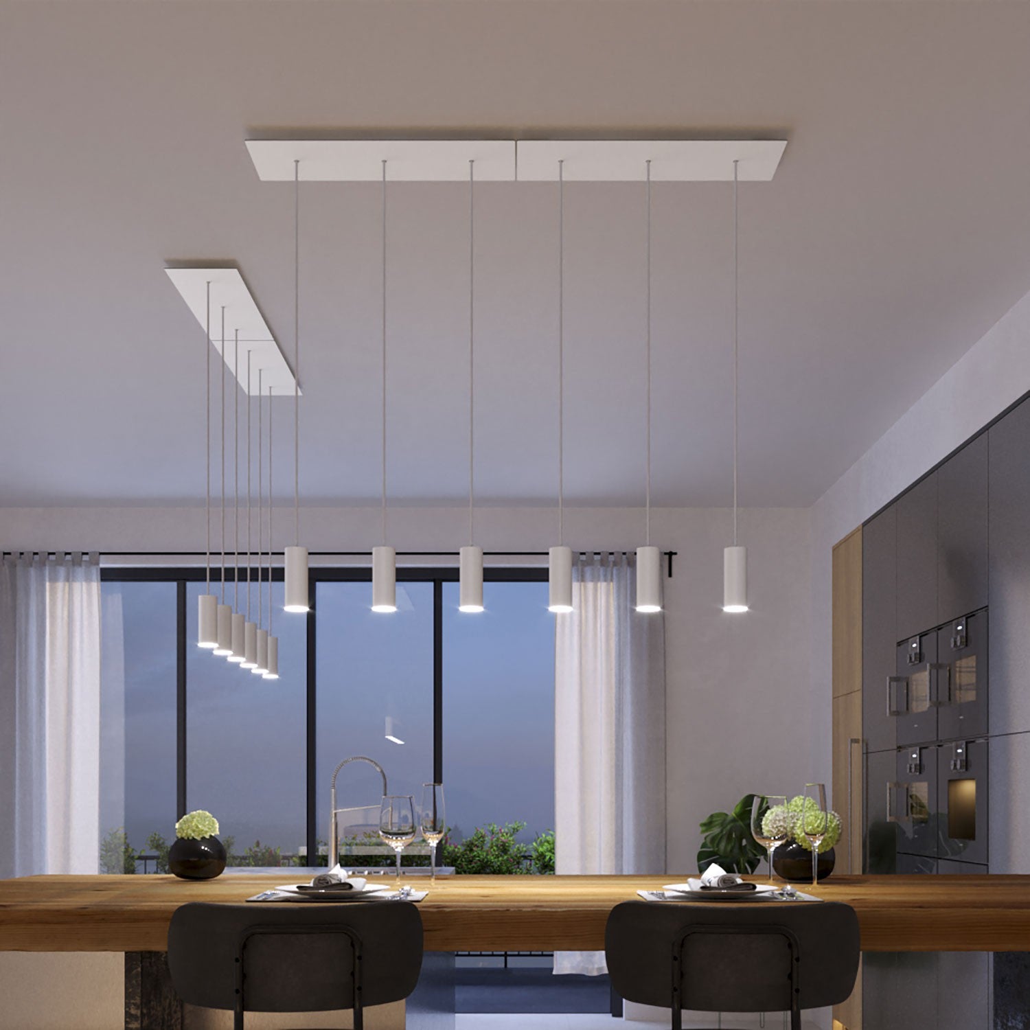 Kit de rosácea de teto retangular Rose-One XXL em linha de 3 furos, 675 x 225 mm