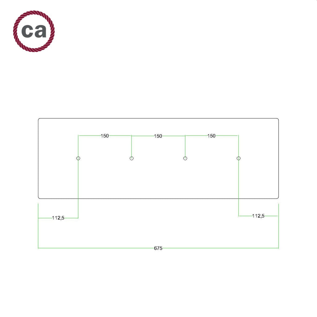 Kit de rosácea de teto retangular Rose-One XXL em linha de 4 furos, 675 x 225 mm