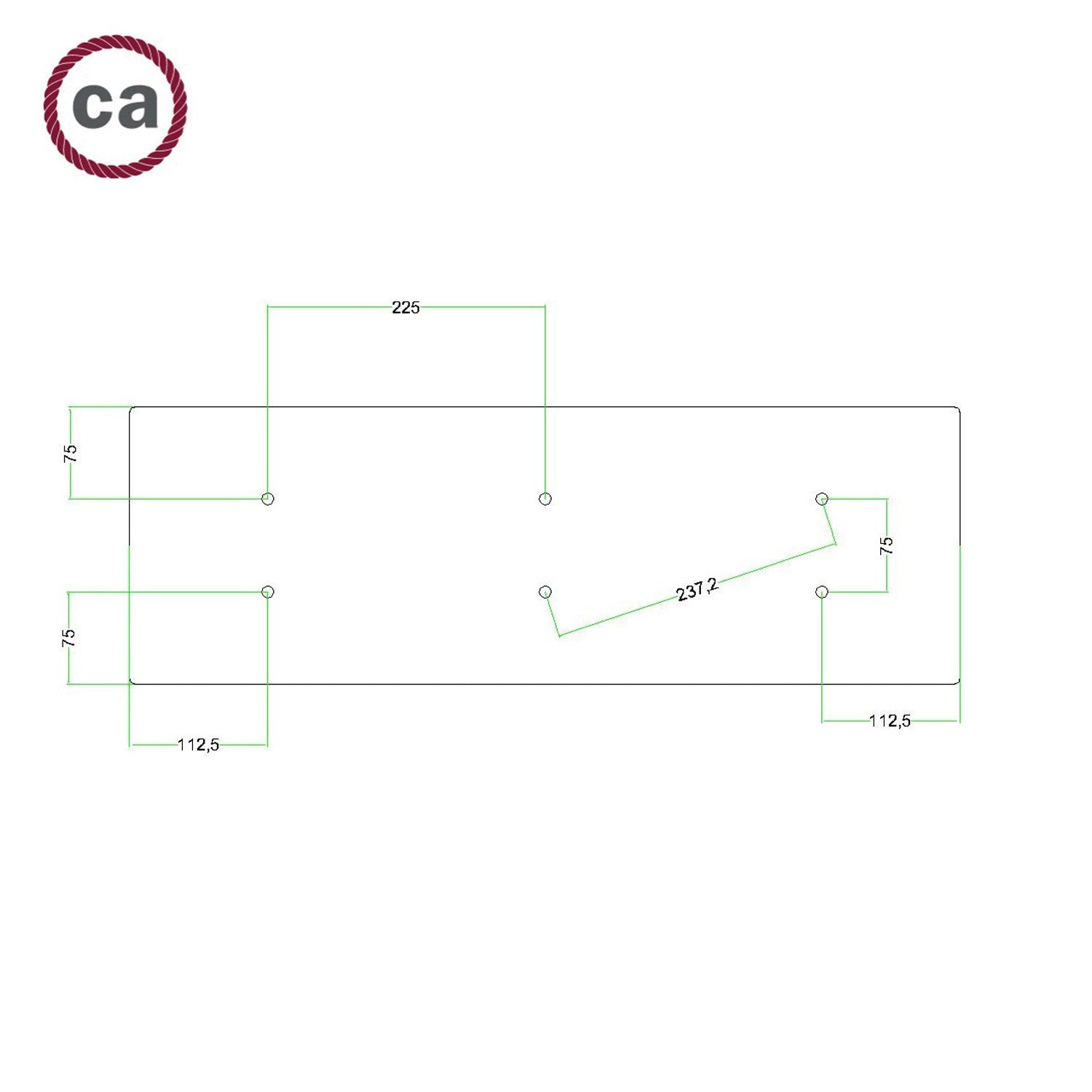 Kit de rosácea de teto retangular Rose-One XXL de 6 furos, 675 x 225 mm