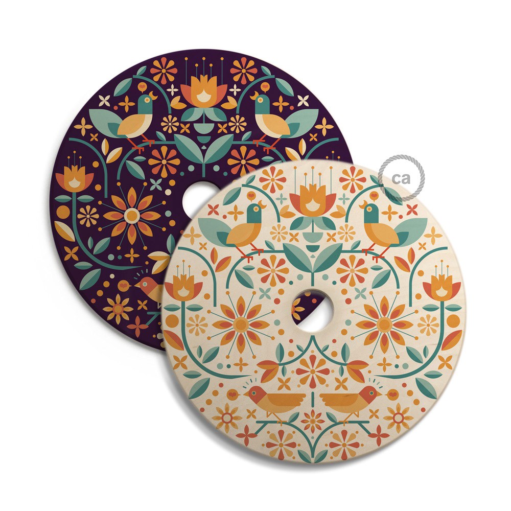 UFO Wooden lampshade illustrated by various artists, double face - 33 cm diameter