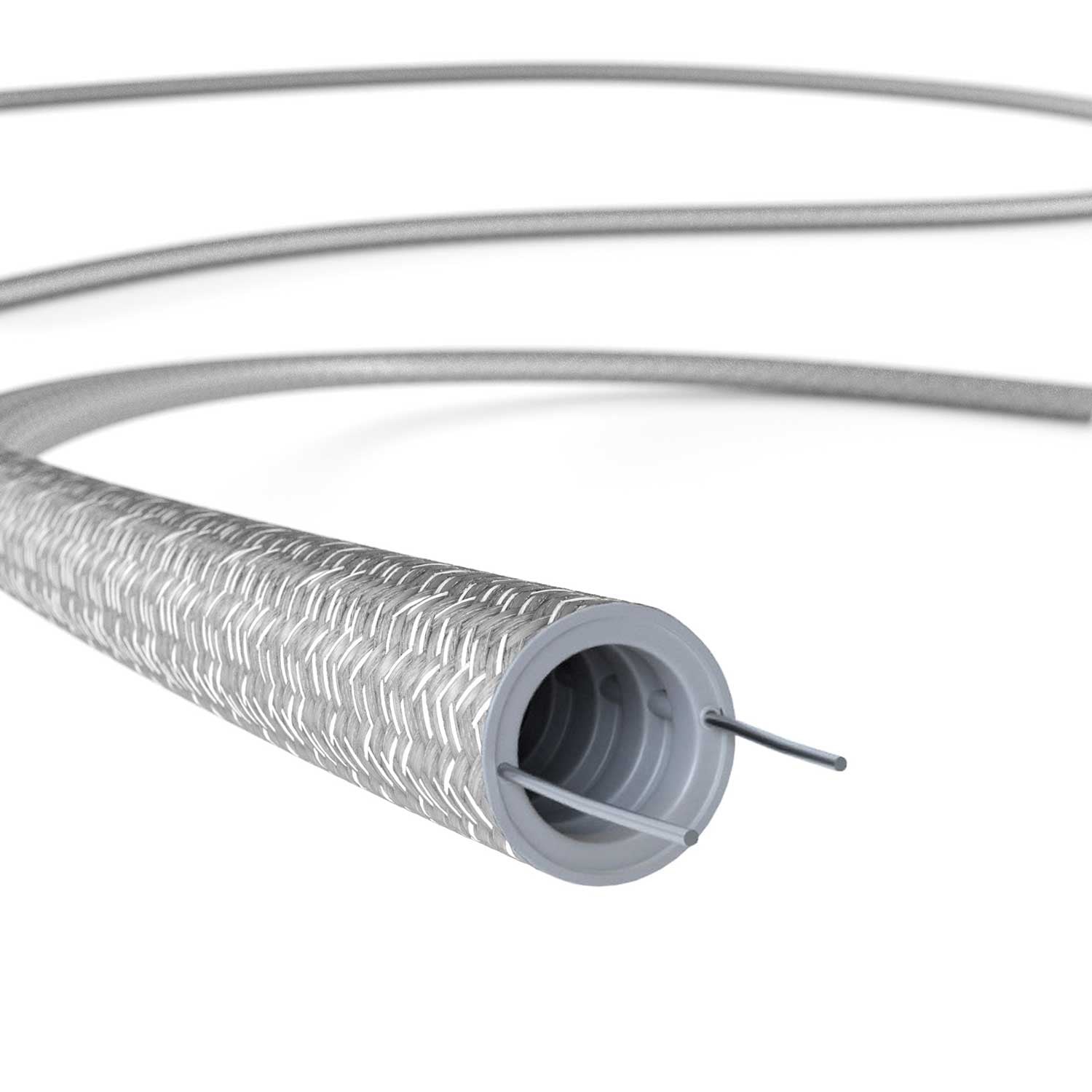 Creative-Tube flexible conduit, Grey Natural Linen RN02 fabric covering, diameter 20 mm