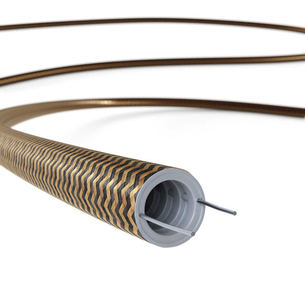 Creative-Tube flexible conduit, Rayon ZigZag Gold and Black RZ24 fabric covering, diameter 20 mm