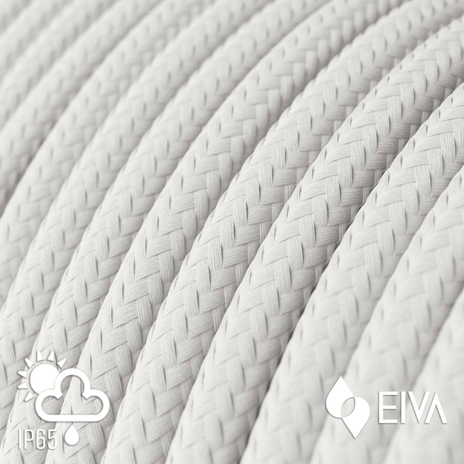 Suspensão EIVA ELEGANT com Cabo em Tecido, Abajur Ellepì, Rosácea de Teto e Casquilho em Silicone IP65 para uso exterior