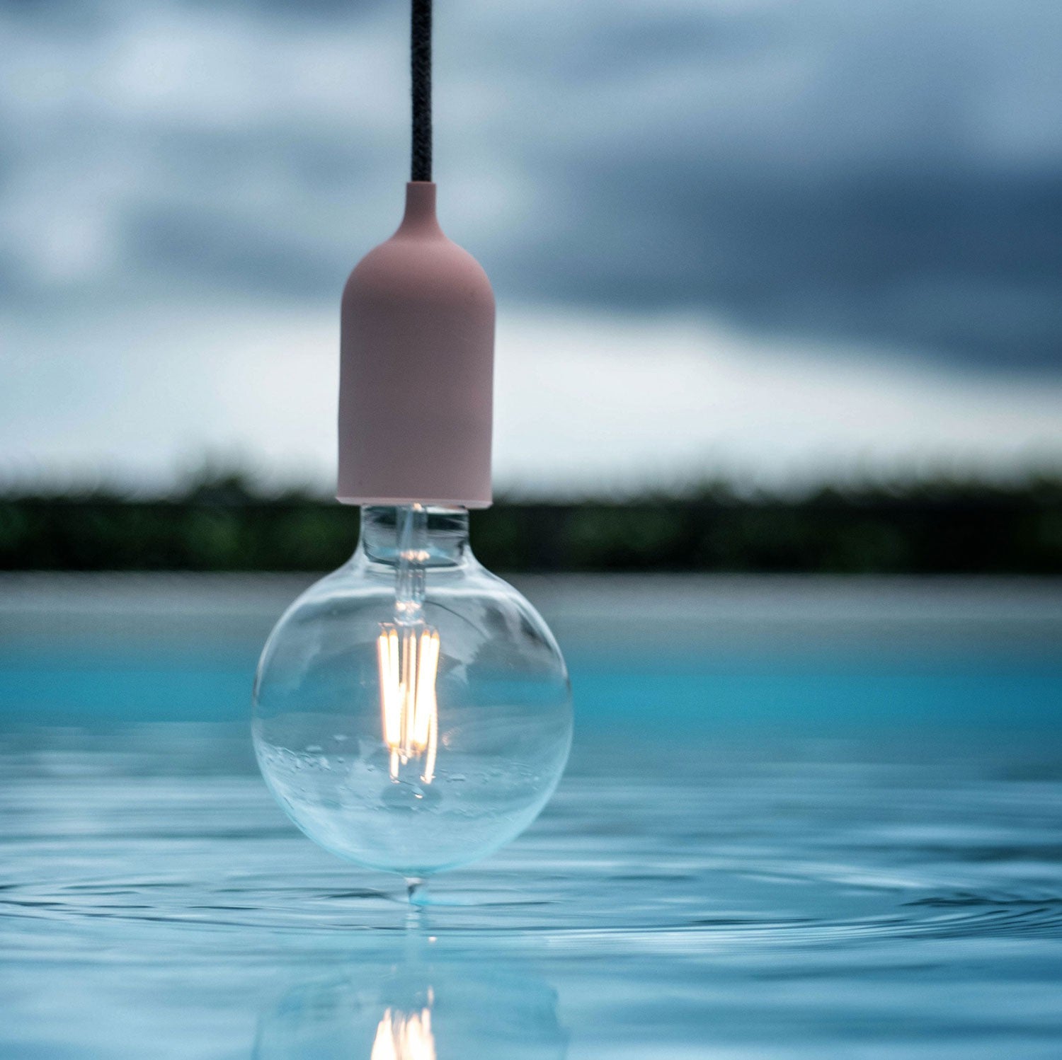 EIVA PASTEL Outdoor pendant lamp with 1,5 mt textile cable colorful silicone ceiling rose and lamp holder IP65 water resistant