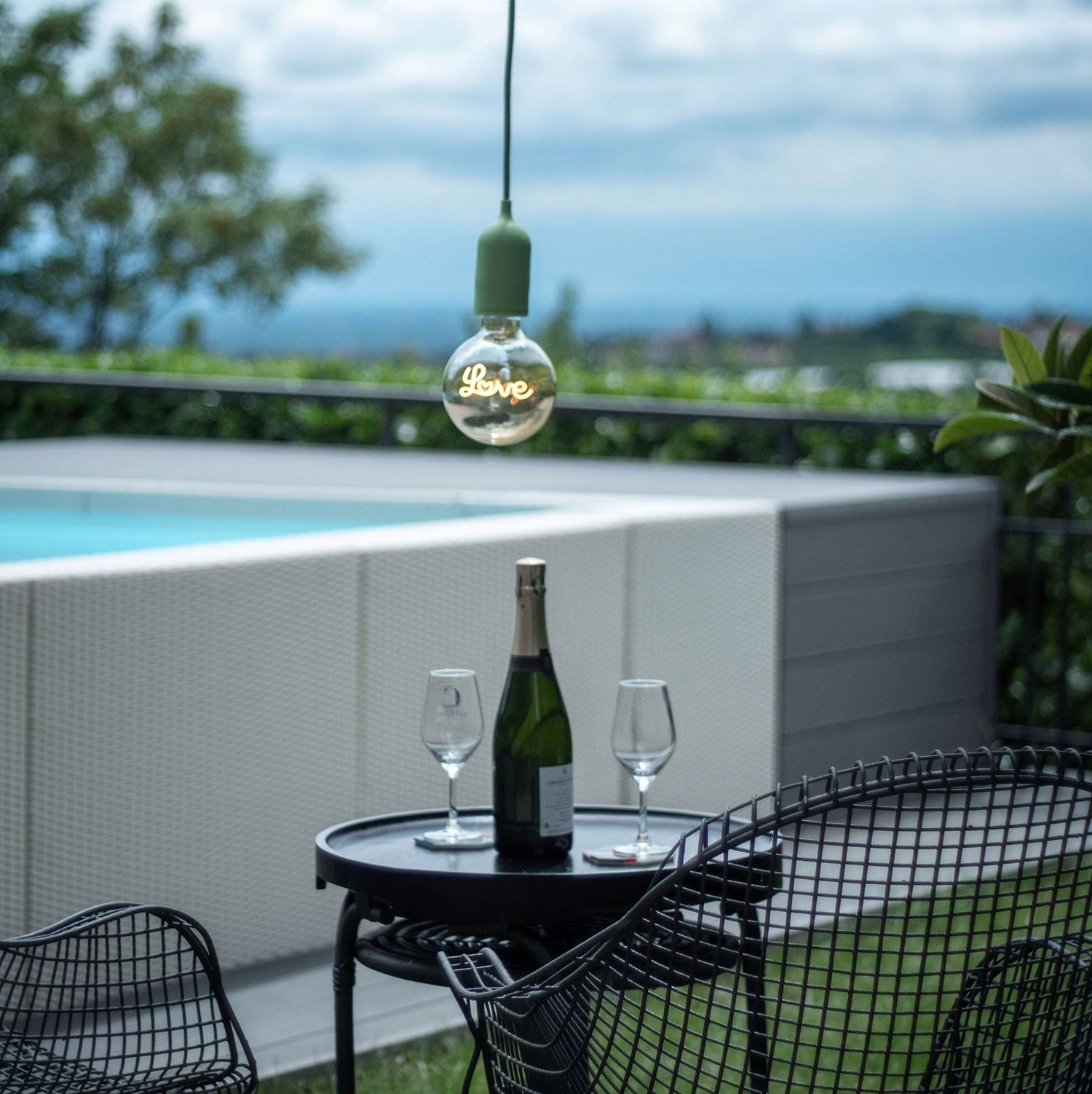 EIVA PASTEL Outdoor pendant lamp with 5 mt  textile cable decentralizer  ceiling rose and lamp holder IP65 water resistant
