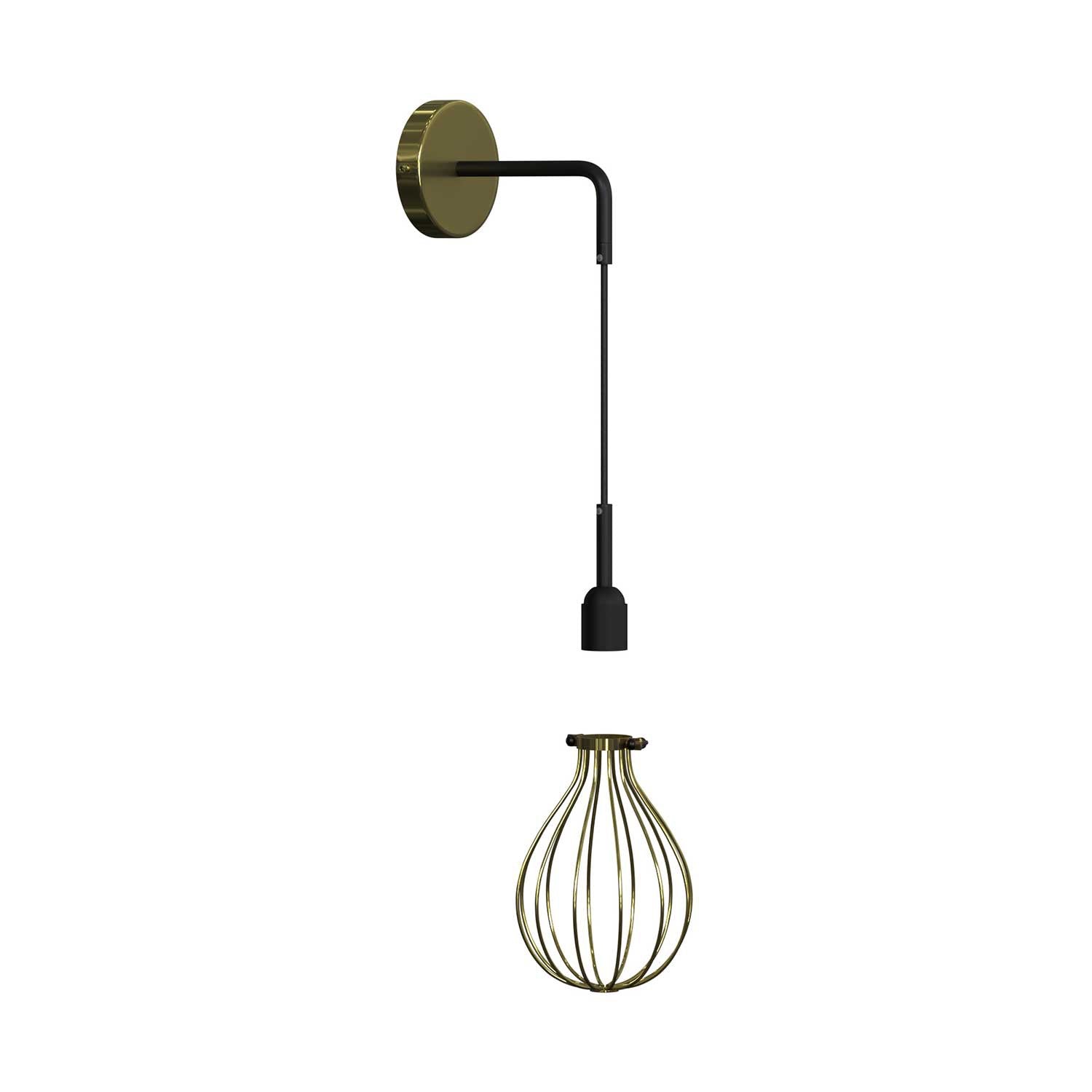 Fermaluce Urban metal wall light with pendant Drop lampshade and bent extension
