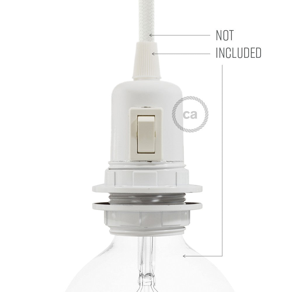 Kit de casquilho E27 em baquelite com união dupla para abajur com interruptor
