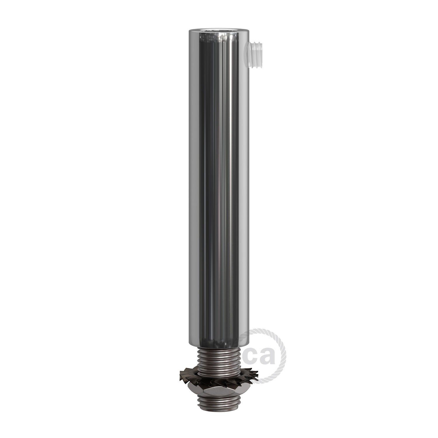Chrome metal round 7 cm strain relief clamp provided with threaded tube, nut and washer