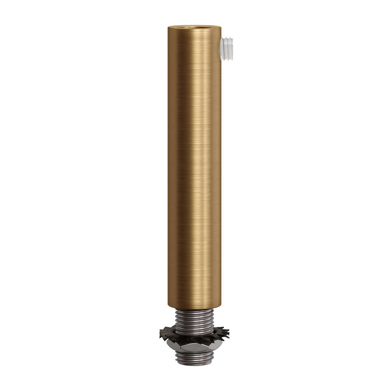 Brushed bronze finish metal round 7 cm strain relief clamp provided with threaded tube, nut and washer