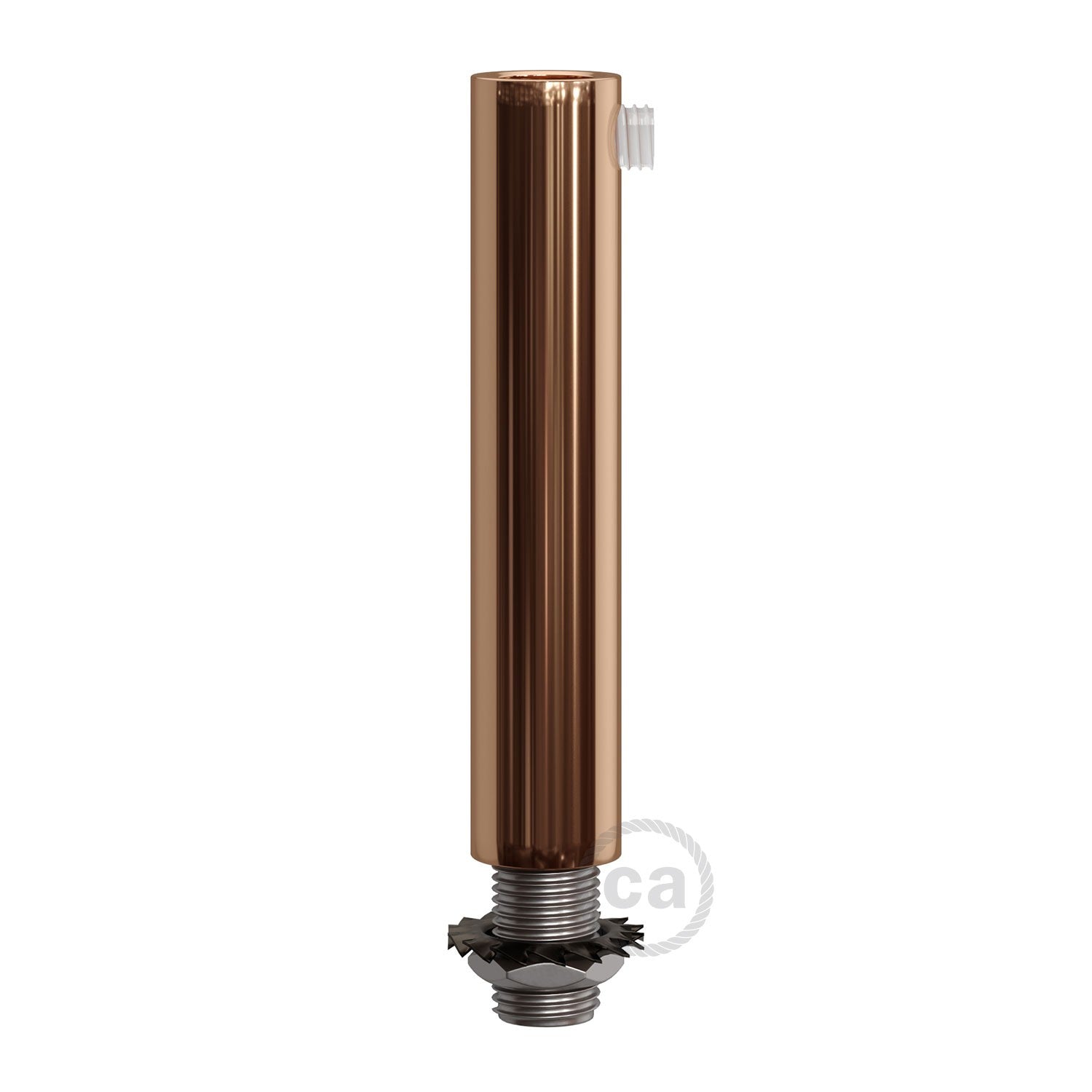 Copper finish metal round 7 cm strain relief clamp provided with threaded tube, nut and washer