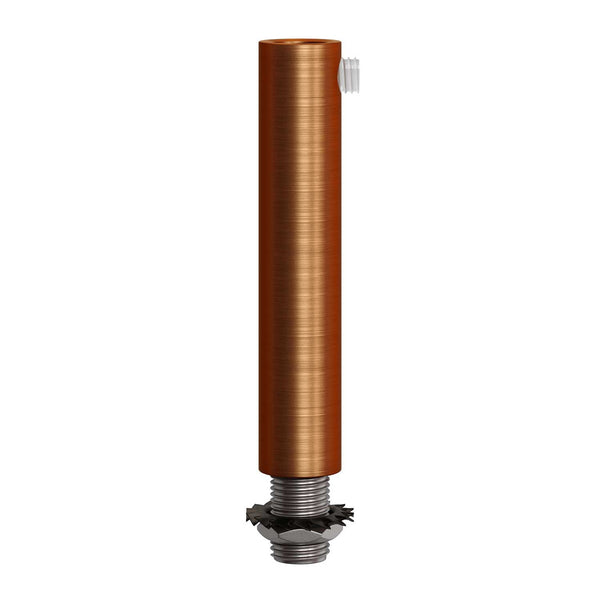 Brushed copper finish metal round 7 cm strain relief clamp provided with threaded tube, nut and washer