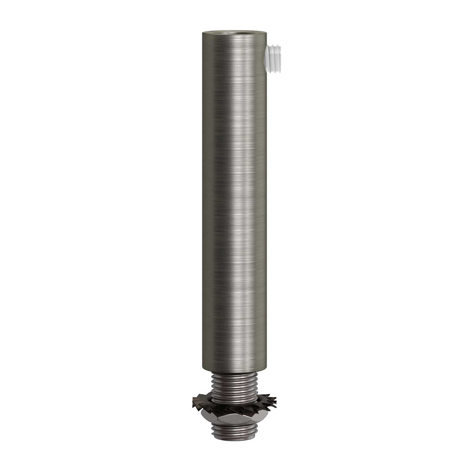Brushed titanium finish metal round 7 cm strain relief clamp provided with threaded tube, nut and washer