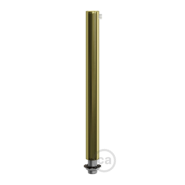 Brass finish metal round 15 cm strain relief clamp provided with threaded tube, nut and washer