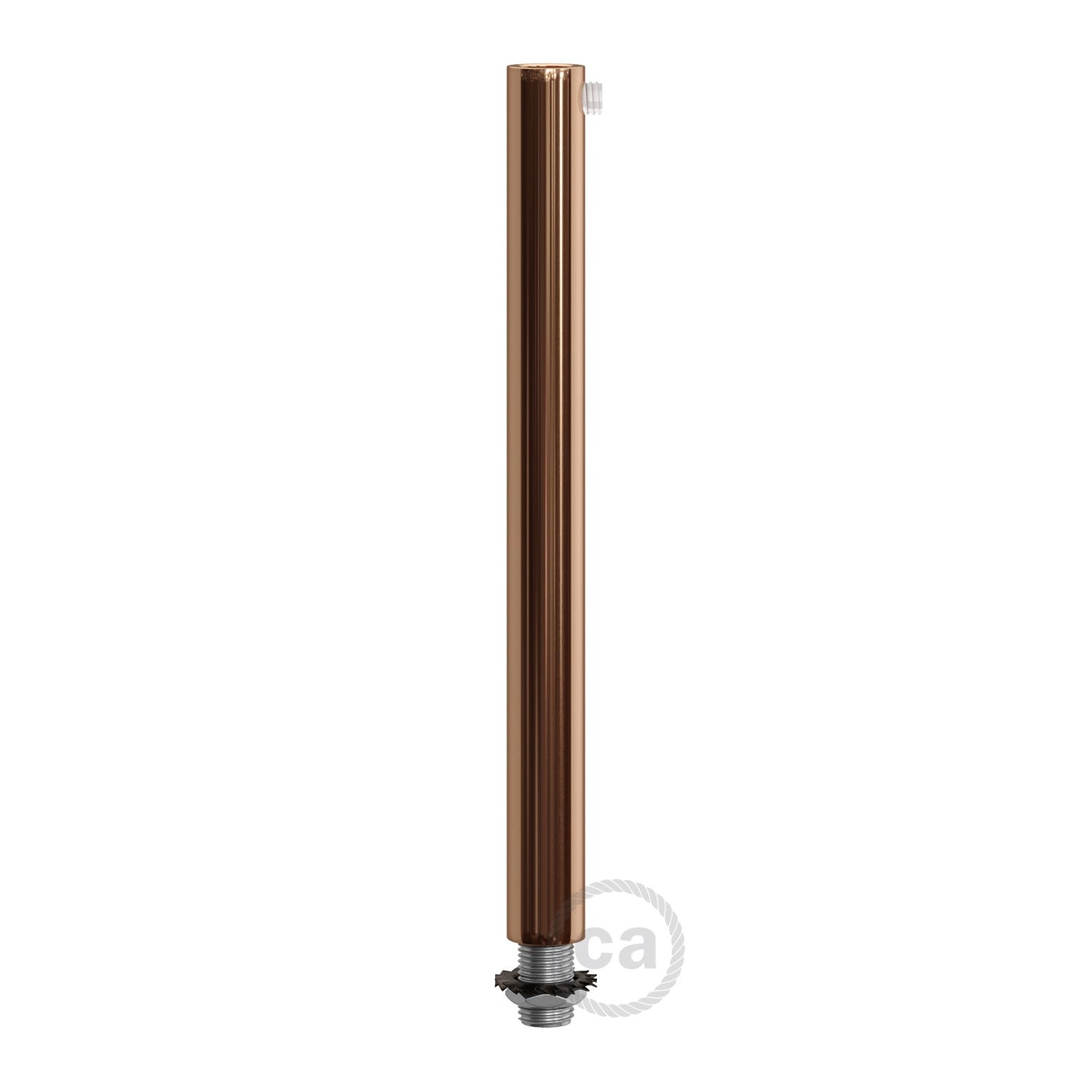 Copper finish metal round 15 cm strain relief clamp provided with threaded tube, nut and washer
