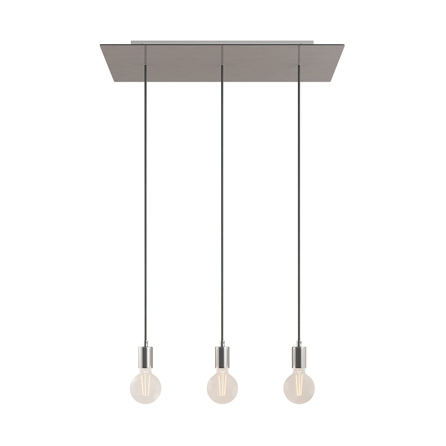 3-light pendant lamp with 675 mm rectangular XXL Rose-One, featuring fabric cable and metal finishes