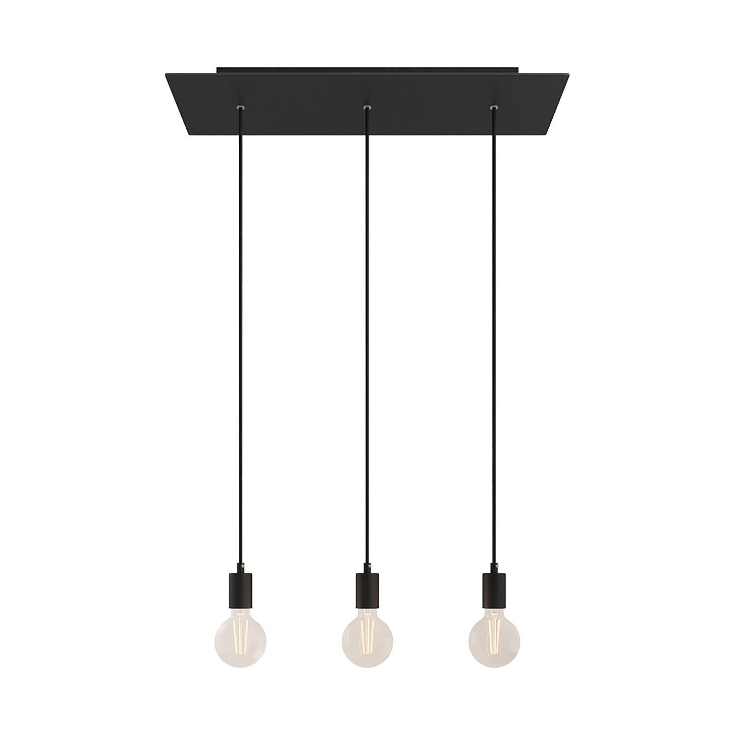 3-light pendant lamp with 675 mm rectangular XXL Rose-One, featuring fabric cable and metal finishes