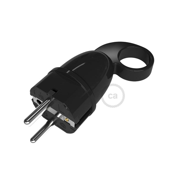 Schuko comfort 16A 250V Black plug with ring