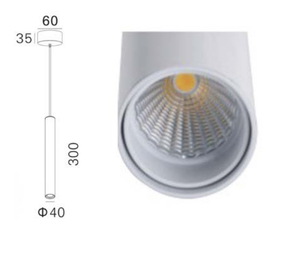Candeeiro Tubular LED Suspenso 24º - ø 4 x 30 cm