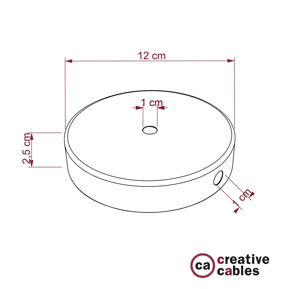 SMART cylindrical metal 1 central hole + 2 side holes ceiling rose kit - compatible with voice assistants
