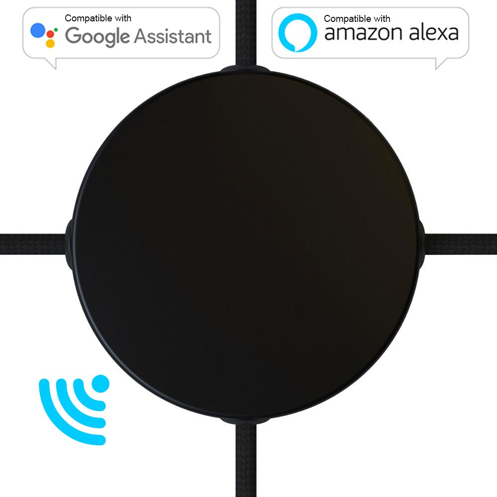 SMART cylindrical metal 4-side hole ceiling rose kit (junction box) - compatible with voice assistants