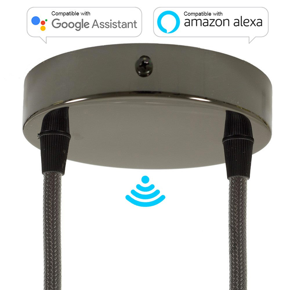 SMART cylindrical metal 2-hole ceiling rose kit - compatible with voice assistants