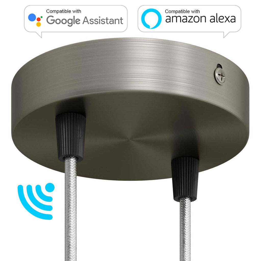 SMART cylindrical metal 2-hole ceiling rose kit - compatible with voice assistants
