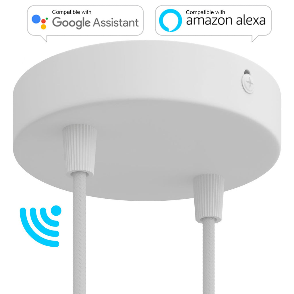 SMART cylindrical metal 2-hole ceiling rose kit - compatible with voice assistants