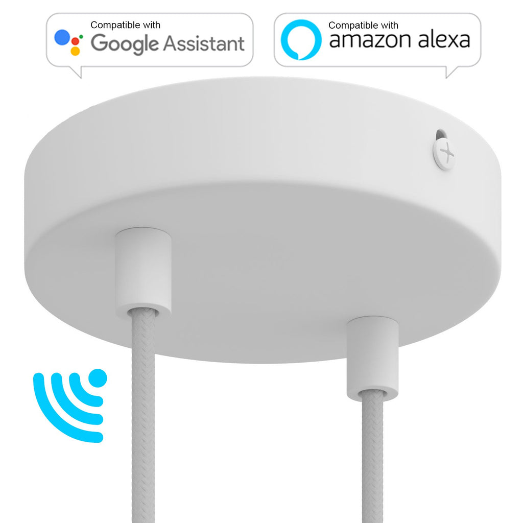 SMART cylindrical metal 2-hole ceiling rose kit - compatible with voice assistants