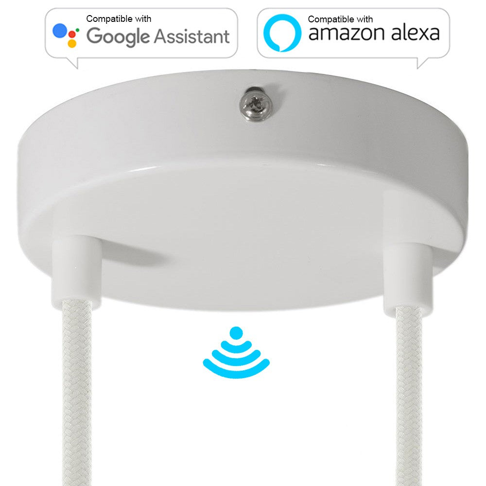SMART cylindrical metal 2-hole ceiling rose kit - compatible with voice assistants