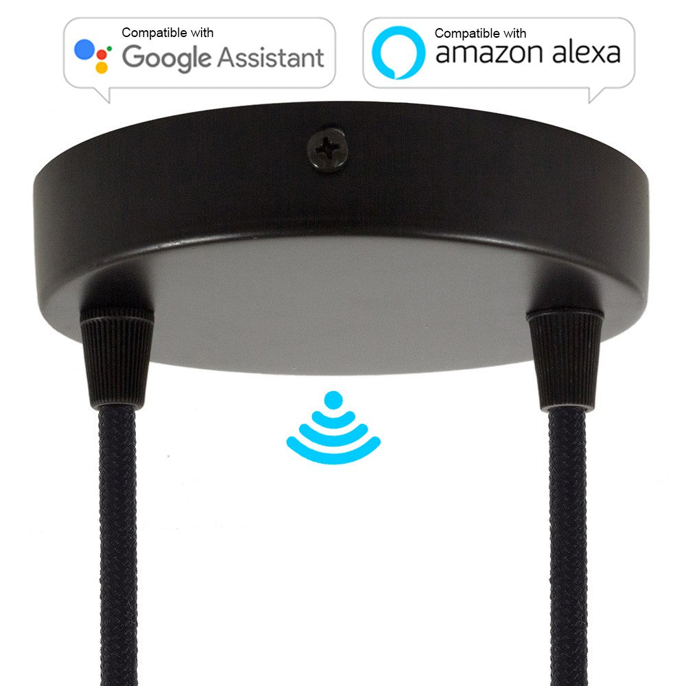 SMART cylindrical metal 2-hole ceiling rose kit - compatible with voice assistants