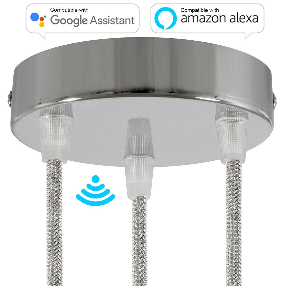 SMART cylindrical metal 3-hole ceiling rose kit - compatible with voice assistants