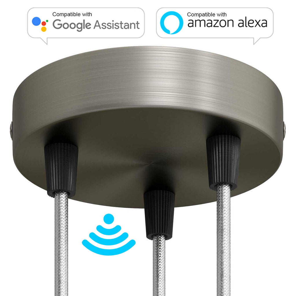 SMART cylindrical metal 3-hole ceiling rose kit - compatible with voice assistants