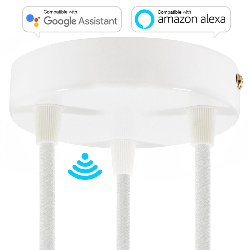 SMART cylindrical metal 3-hole ceiling rose kit - compatible with voice assistants