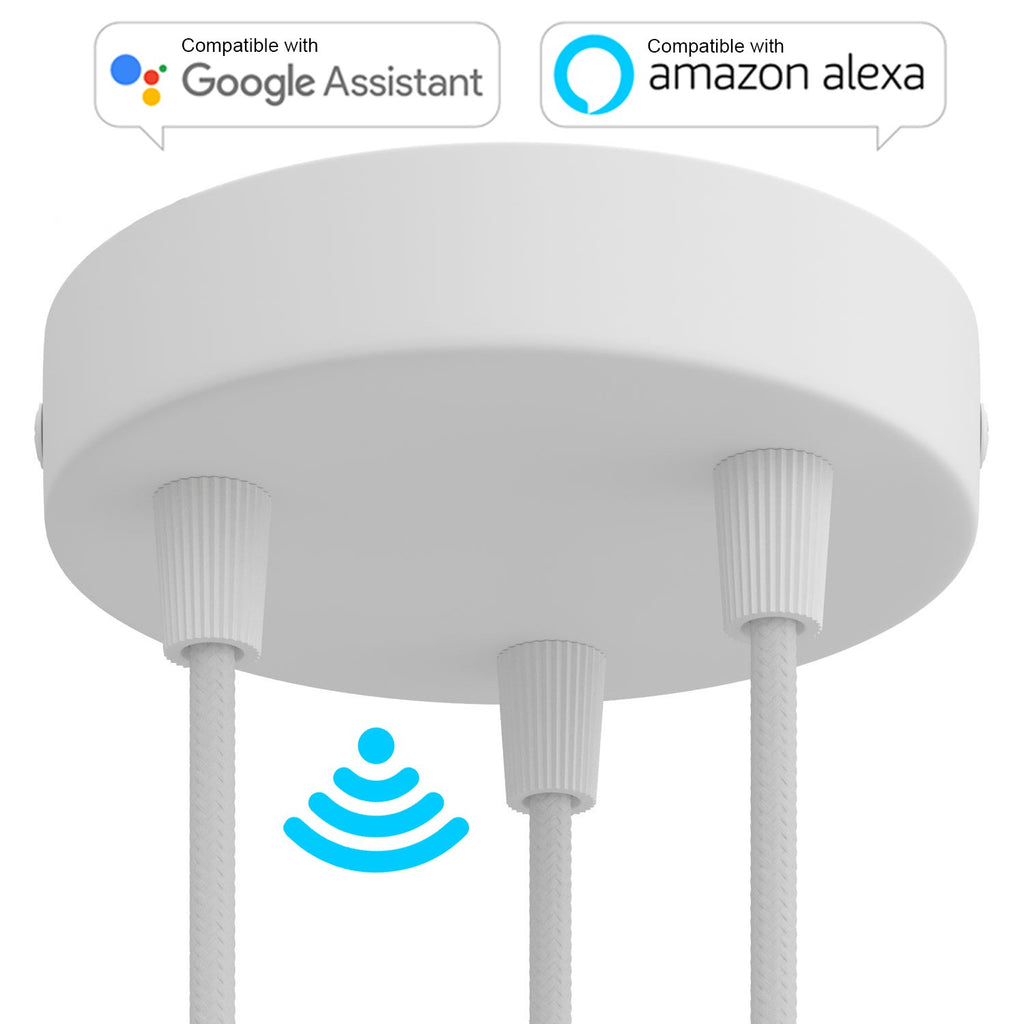 SMART cylindrical metal 3-hole ceiling rose kit - compatible with voice assistants