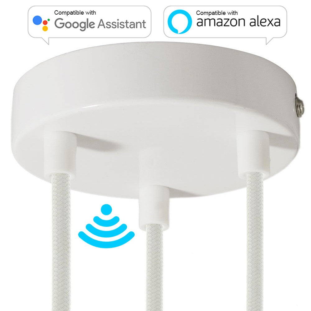 SMART cylindrical metal 3-hole ceiling rose kit - compatible with voice assistants