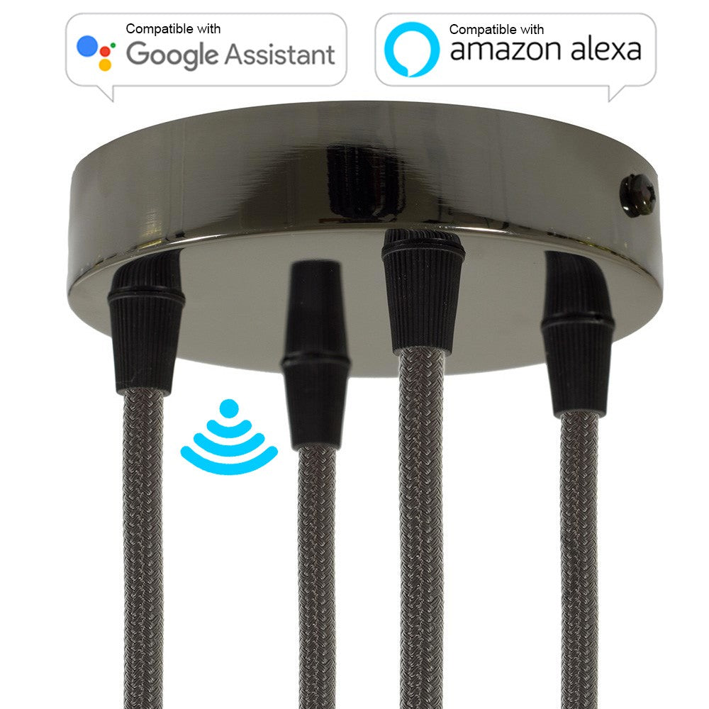 SMART cylindrical metal 4-hole ceiling rose kit - compatible with voice assistants