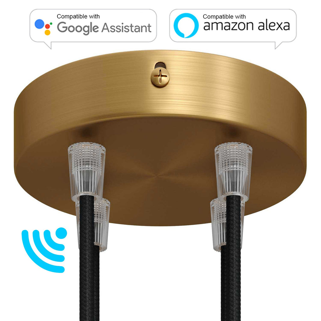 SMART cylindrical metal 4-hole ceiling rose kit - compatible with voice assistants
