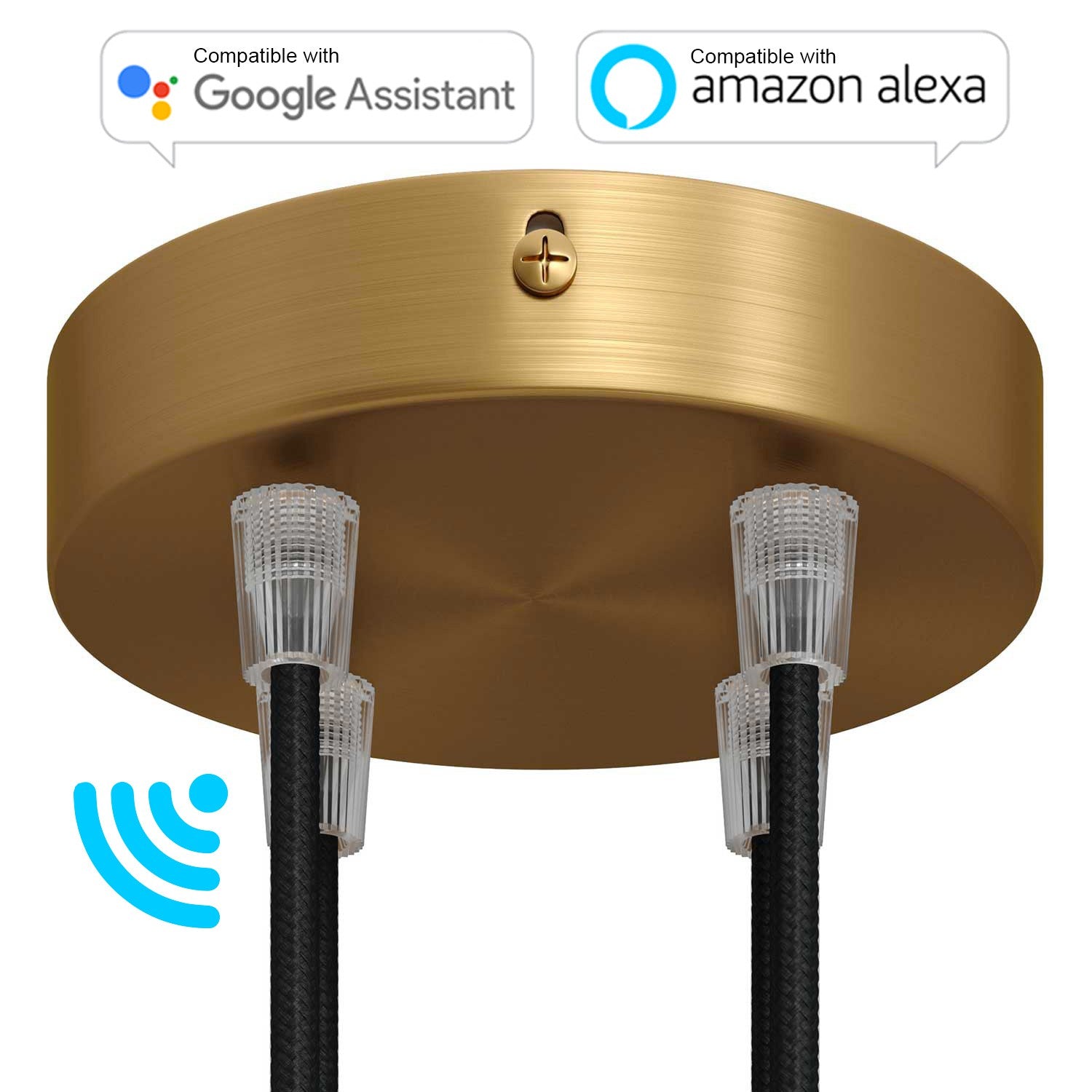 SMART cylindrical metal 4-hole ceiling rose kit - compatible with voice assistants