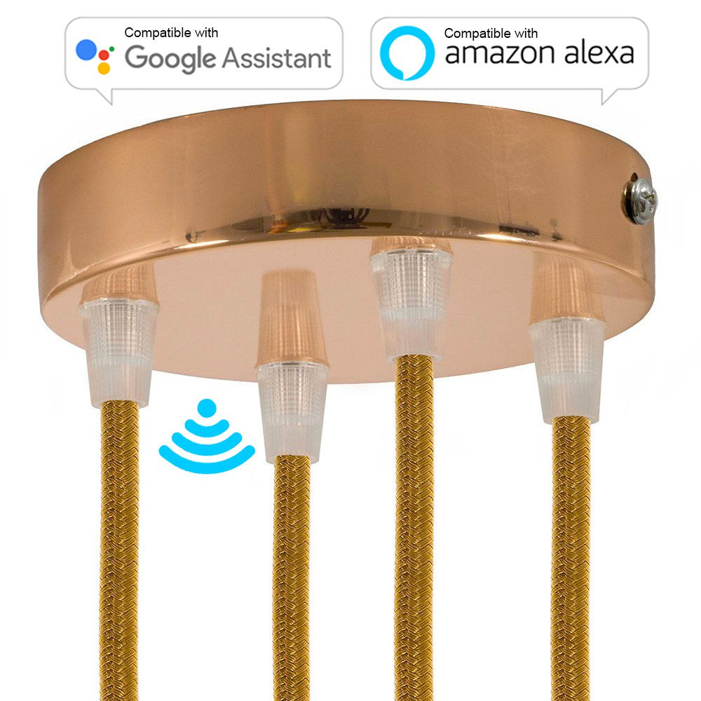SMART cylindrical metal 4-hole ceiling rose kit - compatible with voice assistants
